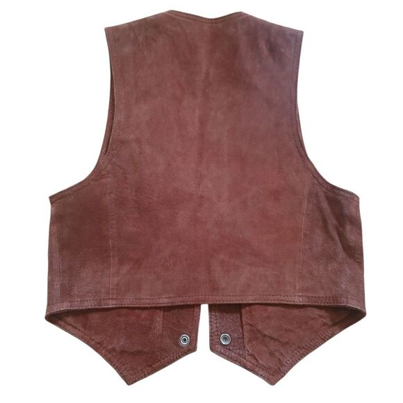Vintage Suede Leather Vest Valerie Richards V-neck Button Two Pockets Western M - Picture 7 of 13